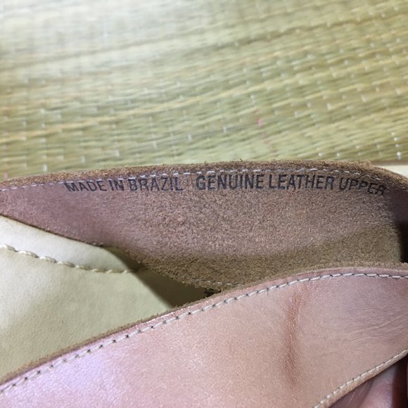 Vintage 90s Leather Thong Wedge Sandal - Sand Colour - Size 10 - Picture 8 of 13